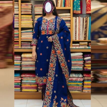 Unstitched Block Print Three Piece