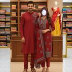 Panjabi + Unstitched Three Piece Couple Set