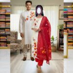 Panjabi + Unstitched Three Piece Couple Set