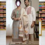 Panjabi + Unstitched Three Piece Couple Set