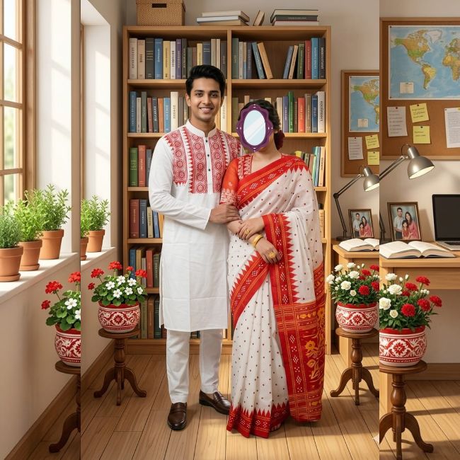 28225-01 Boisakhi Sharee Panjabi Collection - Image 1