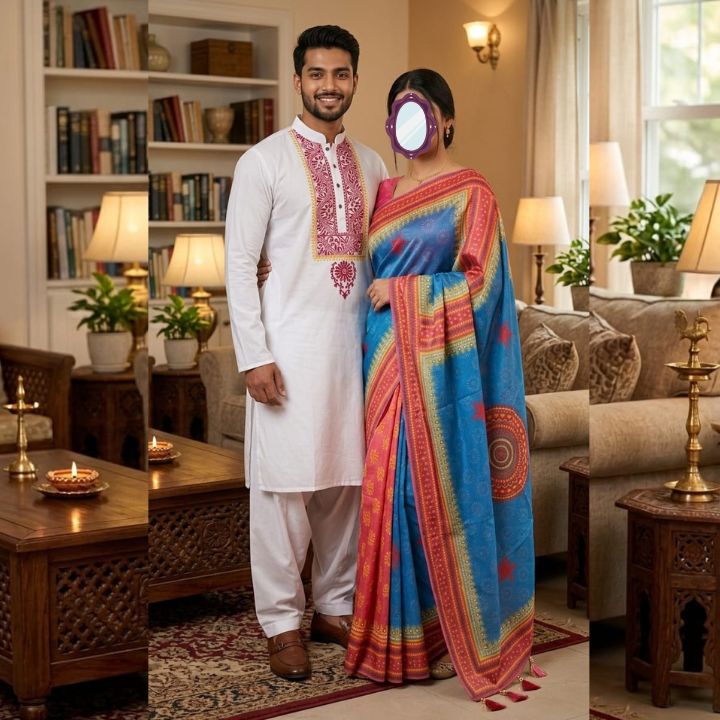 28277-01 Boisakhi Sharee Panjabi Collection - Image 1