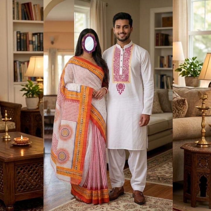 28285-01 Boisakhi Sharee Panjabi Collection - Image 1