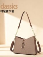 Women High-End  New Fashion Versatile Shoulder Bag Simple Bucket Bag Crossbody Bag