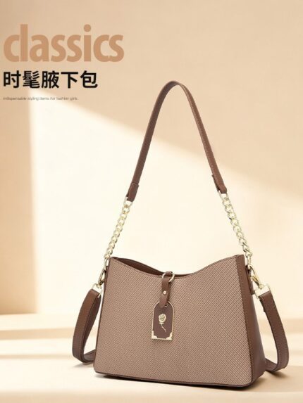 Women High-End  New Fashion Versatile Shoulder Bag Simple Bucket Bag Crossbody Bag
