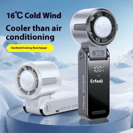 2026 Handheld Fan Neck-Hanging, Ice Cooling, High-Speed, Powerful, Foldable, USB Cooling